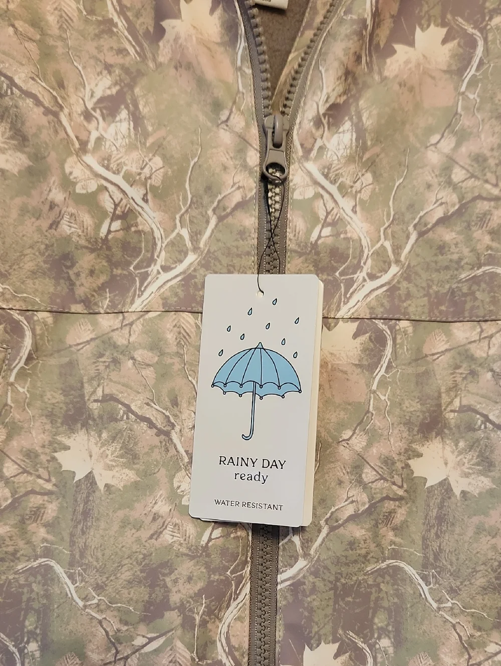 Birch & Stone Kids' Hooded Atumn Leafes Print Fleece Lined Rain Jacket Sz 10